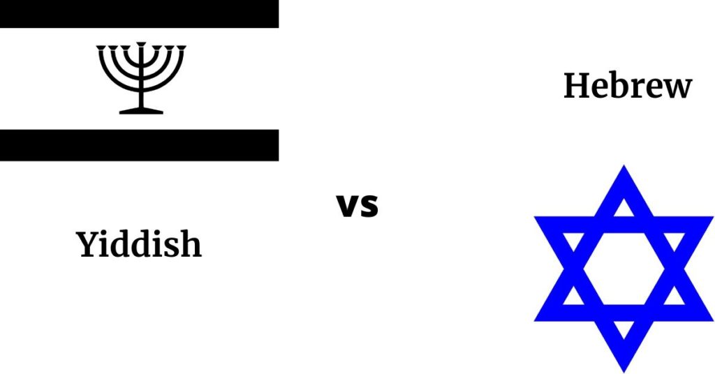 yiddish vs hebrew with respective flags