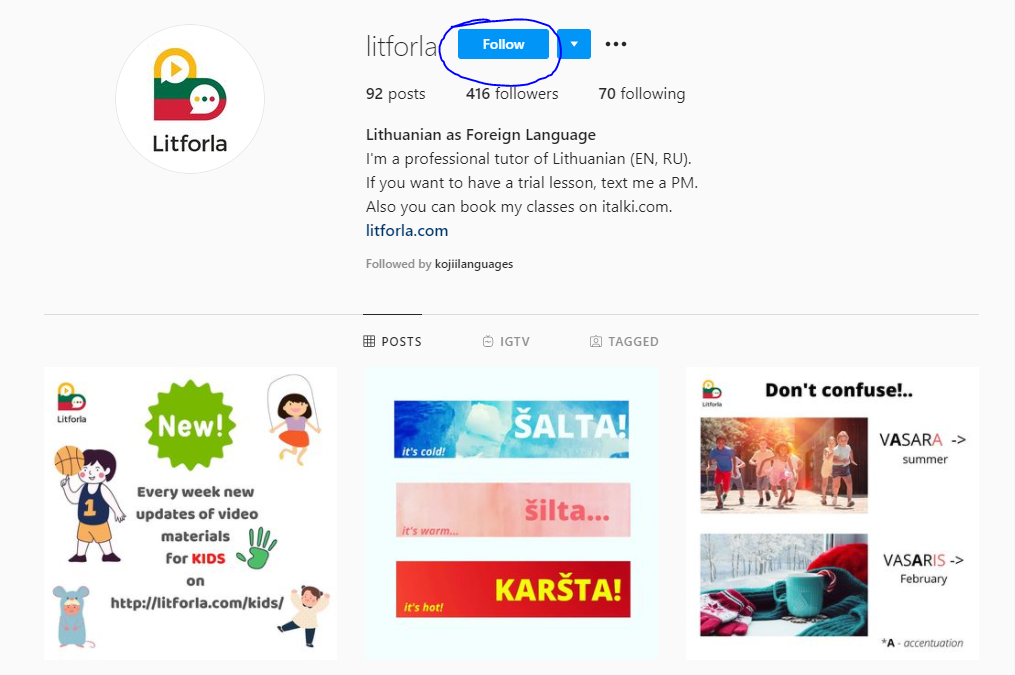follow litforla on instagram for lithuanian learning